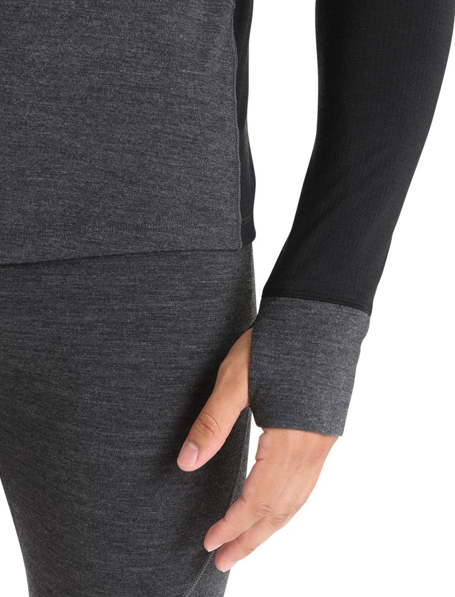 Icebreaker BodyfitZone™ Merino 260 Zone Long Sleeve Half Zip Thermal Top Férfi Base Layers Fekete | HU 1349LISH